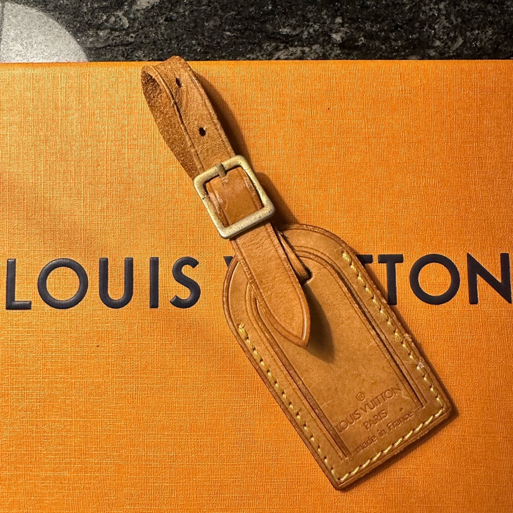 Louis Vuitton Name Tag Light Brown Leather